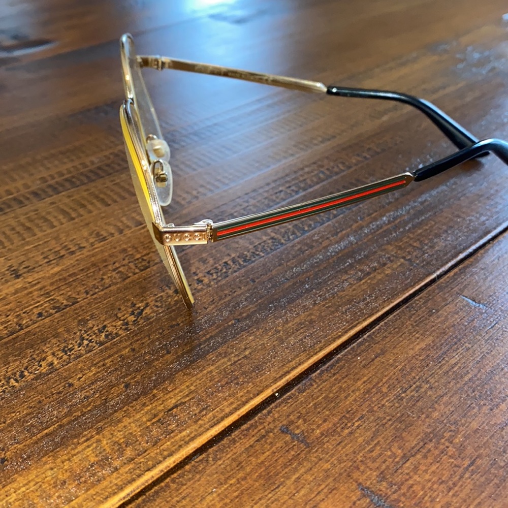Gucci Gold Metal Oval Eyeglasses - Picture 3 of 7